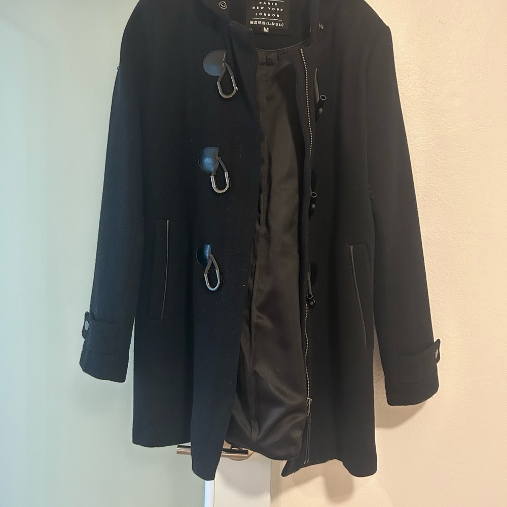 Superdry Black Pea Coat with Classic Design